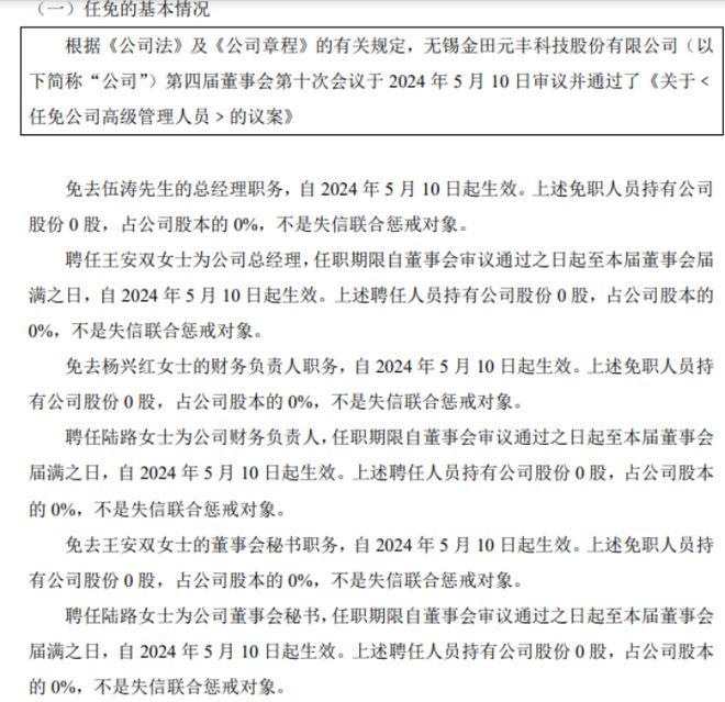 金田元丰免去伍涛总经理职务 王安双接任 2023年公司亏损16585万(图1)